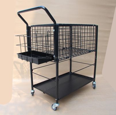 800mm Yüksek 370mm Geniş Spor Ekipmanları Depolama Rafı Ballport 325 Top Tenis Eğitim Arabası, Siyah Renk