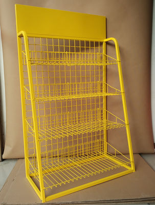 Sarı Renkli Metal Süpermarket Teşhir Rafları Zemin Ayakta