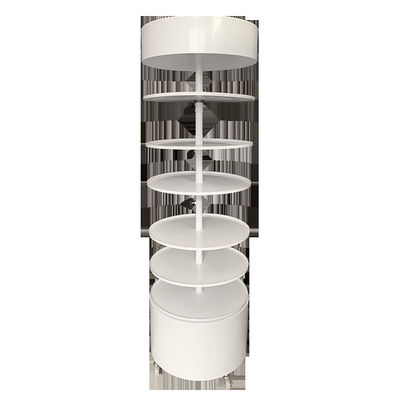 Genişlik 600mm Yükseklik 1810mm Döner Vitrin, Yuvarlak Metal Ekran Standı Beyaz