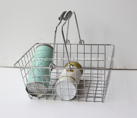 135mm Yükseklik 285mm Modern Çiftlik Evi Dekoru Banyo için Pazar Tarzı Tel Sepet, kulplu mutfak, bez çanta