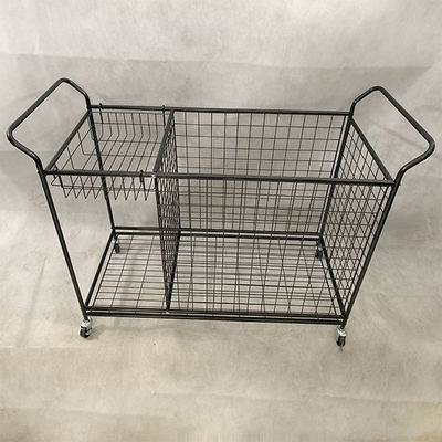 Tekerlekler ile Siyah Renkli Çıkarılabilir Metal Süpermarket Ekran Rafları