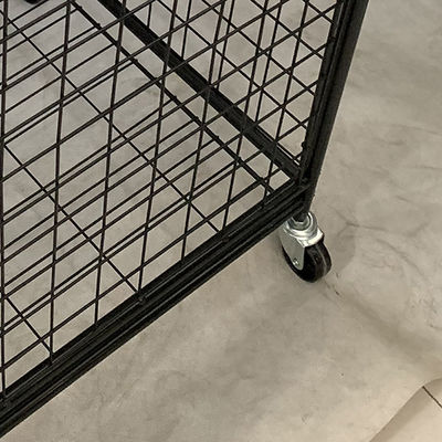 Tekerlekler ile Siyah Renkli Çıkarılabilir Metal Süpermarket Ekran Rafları