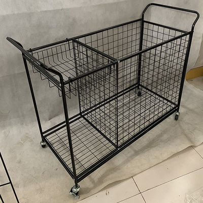 Tekerlekler ile Siyah Renkli Çıkarılabilir Metal Süpermarket Ekran Rafları