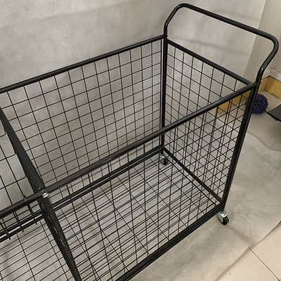Tekerlekler ile Siyah Renkli Çıkarılabilir Metal Süpermarket Ekran Rafları
