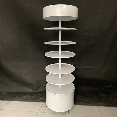 Genişlik 600mm Yükseklik 1810mm Döner Vitrin, Yuvarlak Metal Ekran Standı Beyaz