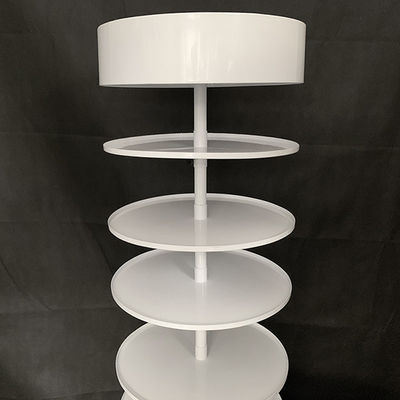 Genişlik 600mm Yükseklik 1810mm Döner Vitrin, Yuvarlak Metal Ekran Standı Beyaz