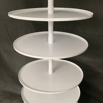 Genişlik 600mm Yükseklik 1810mm Döner Vitrin, Yuvarlak Metal Ekran Standı Beyaz