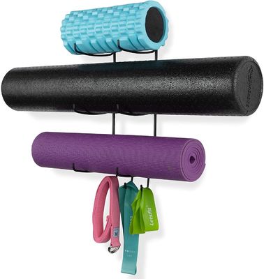 3 Kanca ile Duvara Montaj Yoga Mat Köpük Rulo Havlu Depolama Rafı