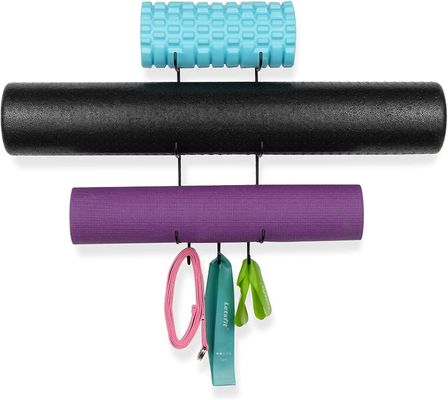 3 Kanca ile Duvara Montaj Yoga Mat Köpük Rulo Havlu Depolama Rafı