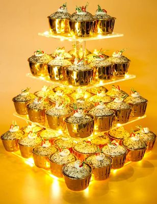 Doğum Günü Düğün Partisi için Pasta 4 Tier Akrilik Cupcake Standı