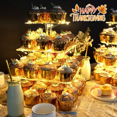 Doğum Günü Düğün Partisi için Pasta 4 Tier Akrilik Cupcake Standı