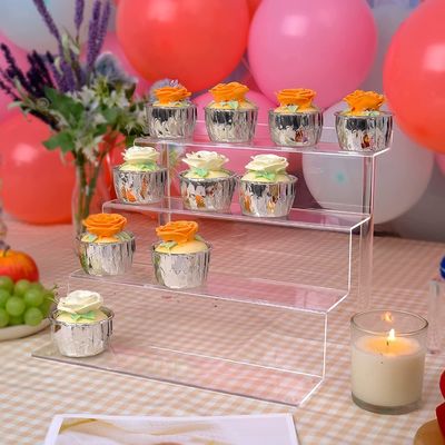 Süpermarket için 12x1.8x9in 4 Adım Akrilik Cupcake Standı