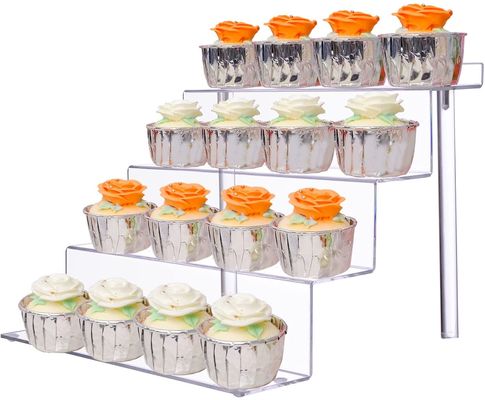 Süpermarket için 12x1.8x9in 4 Adım Akrilik Cupcake Standı